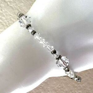 Sterling silver clear crystal beaded bracelet